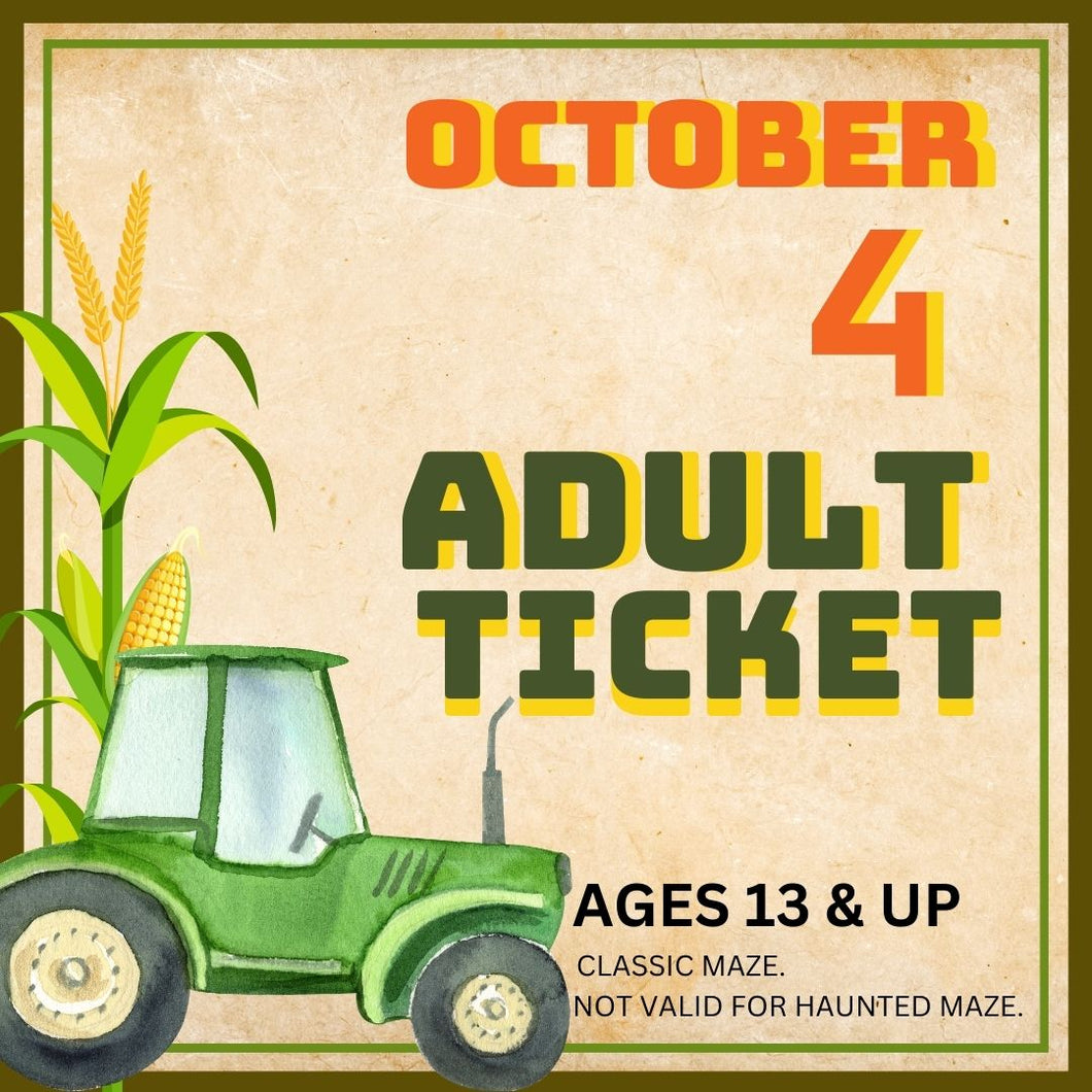 Corn Maze Adult (Ages 13& UP) : October 4